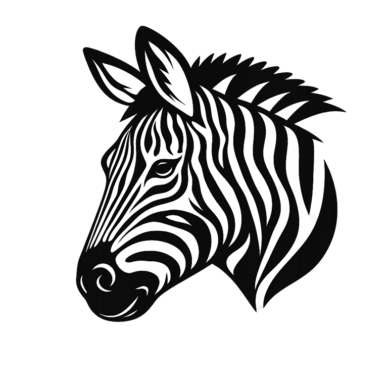 Outline of a zebra head turned to the side