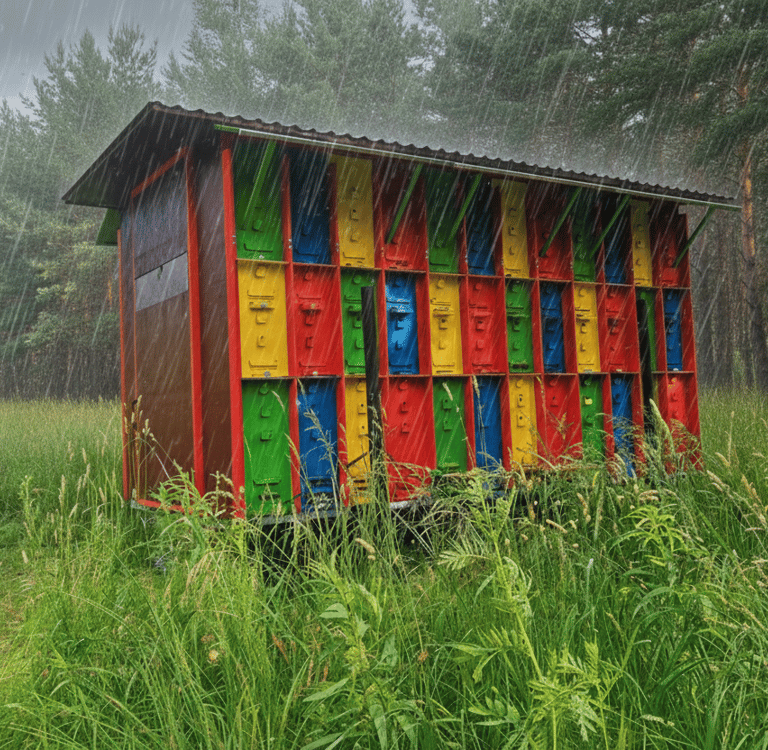 A beehive in the rain. BeePolis