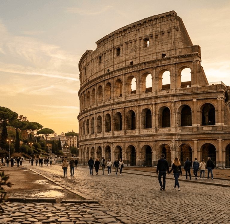 Coliseu em Roma como um dos principais destinos da Itália.