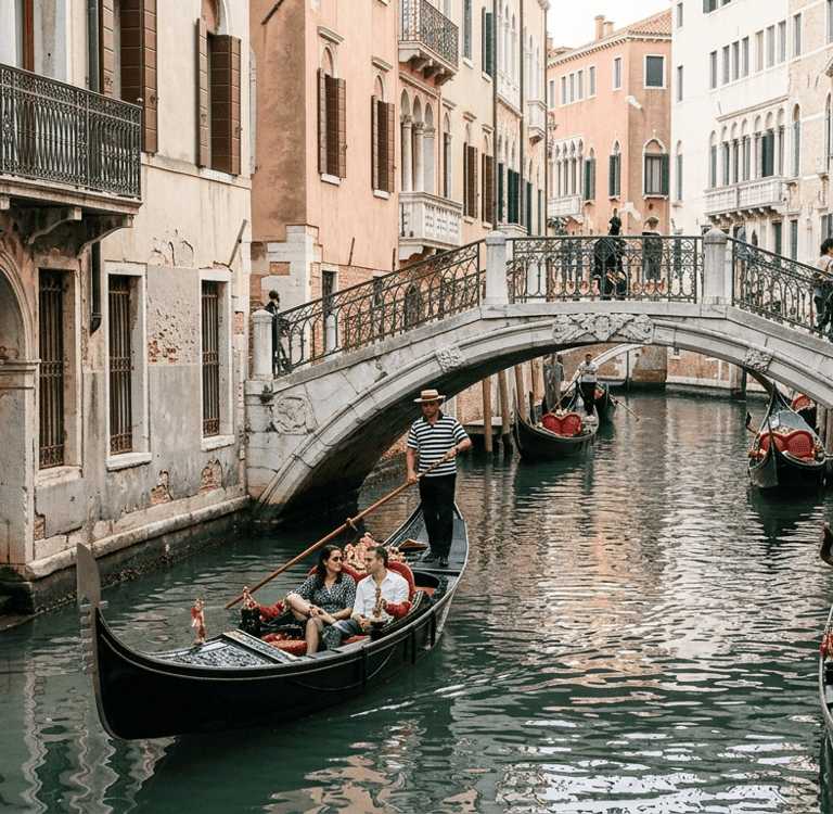 Canal em Veneza durante roteiro de viagem pela Itália.