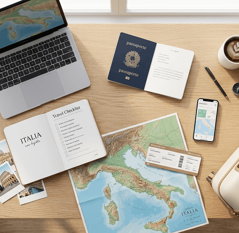 Checklist de planejamento para viagem à Itália.