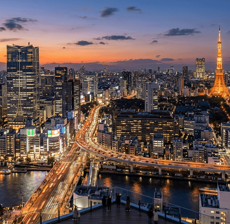 Skyline de Tóquio como um dos principais destinos do Japão.