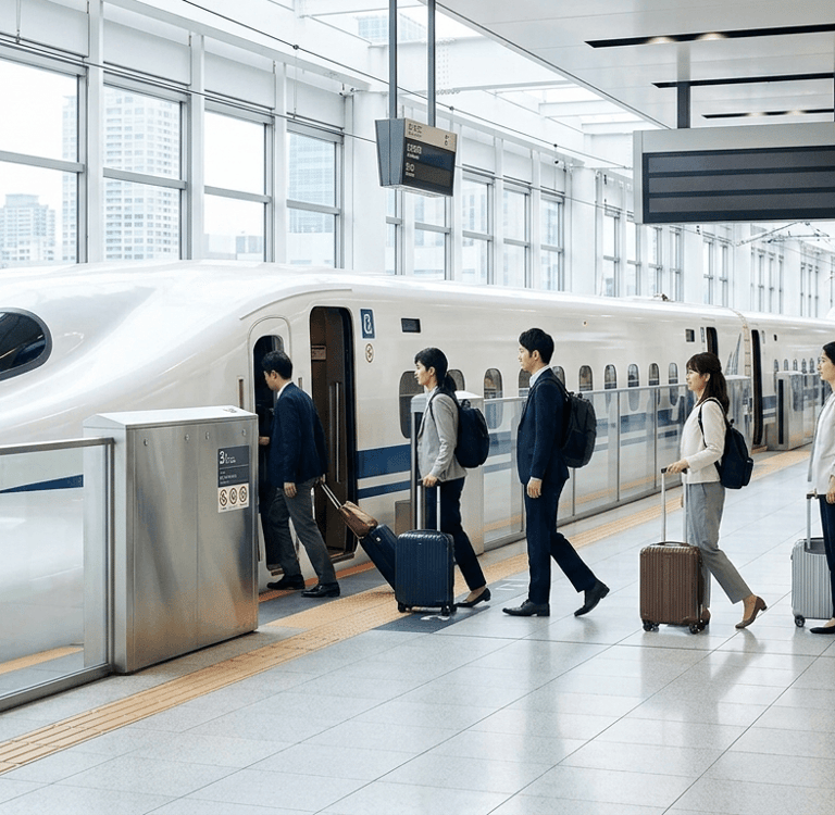 Trem-bala no Japão como principal meio de transporte entre cidades.