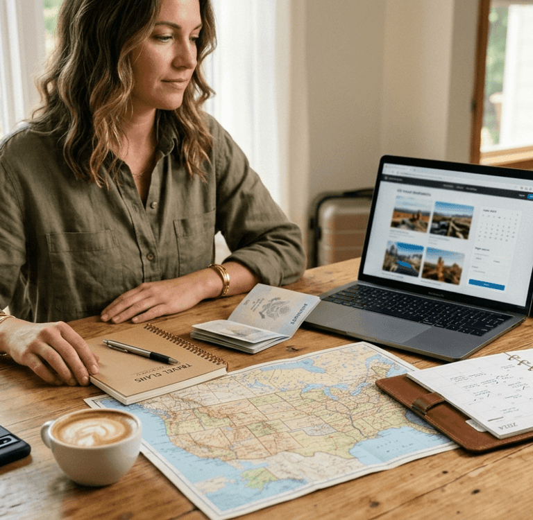 Viajante planejando a melhor época para viajar para os Estados Unidos.