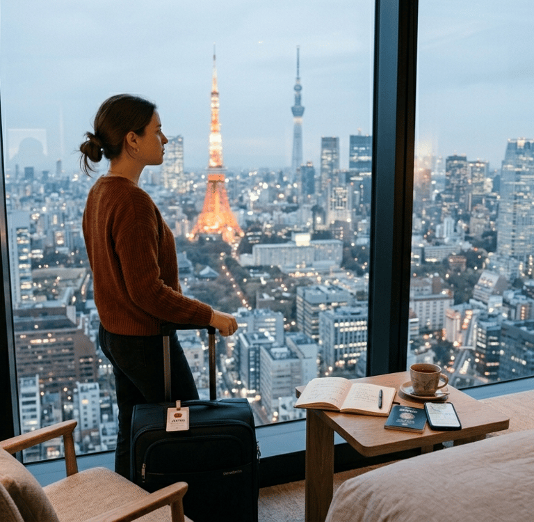 Vista de hotel em Tóquio para artigo sobre onde ficar em Tóquio.