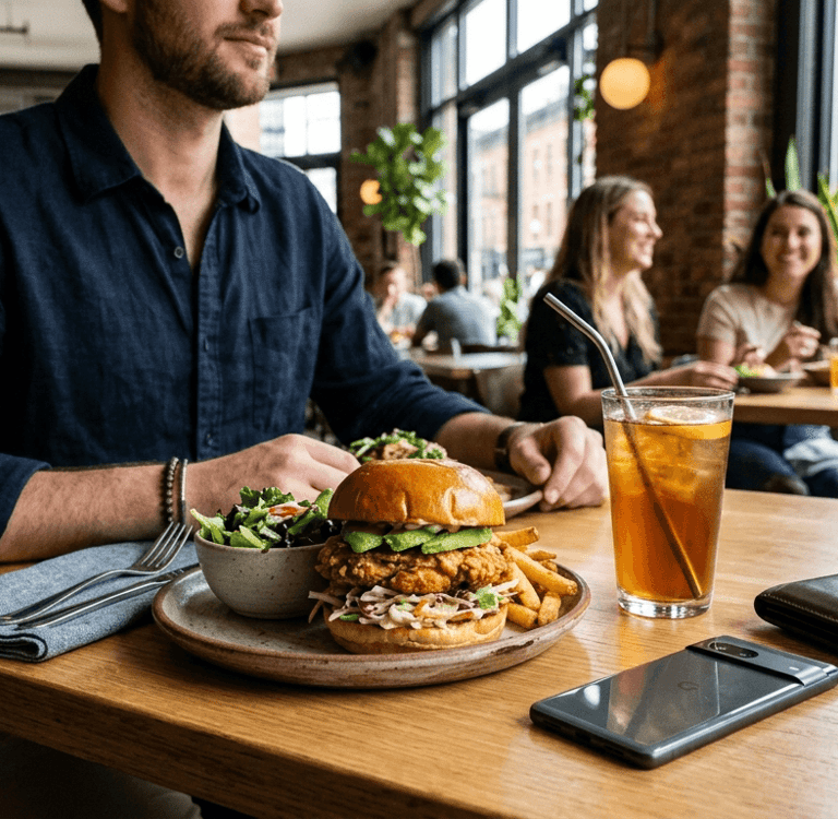 Gastos com alimentação durante uma viagem para os Estados Unidos.