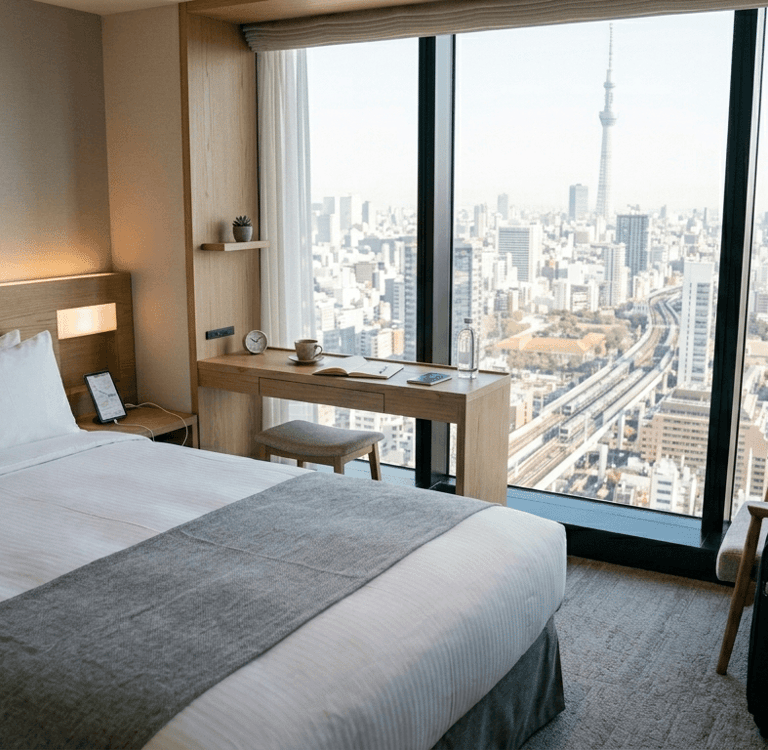 Hospedagem no Japão como um dos principais custos da viagem.