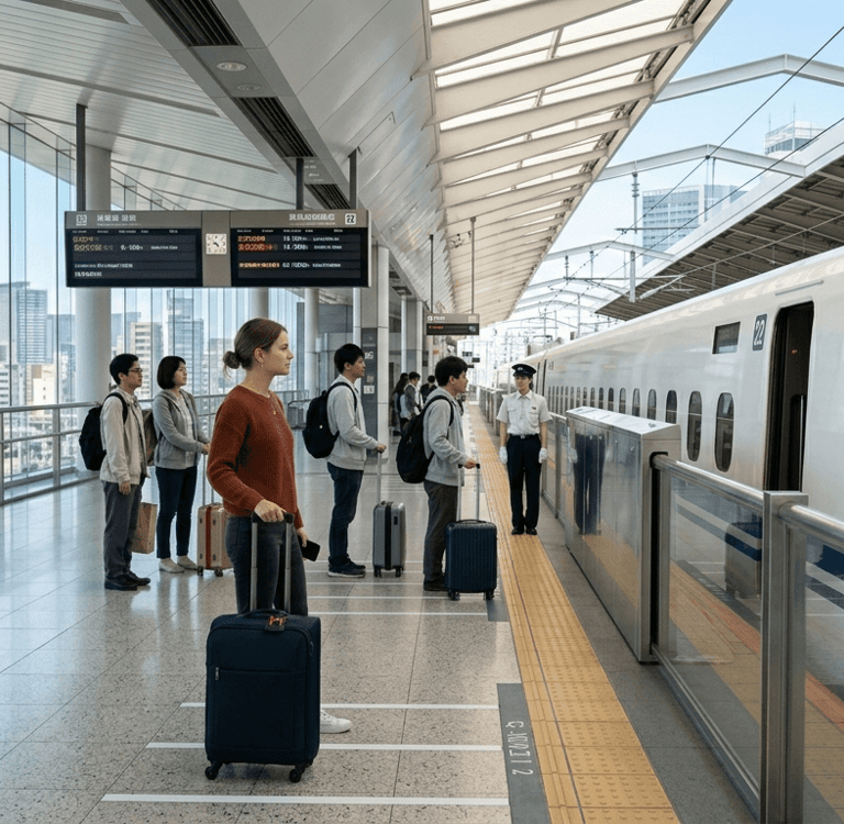 Trem-bala no Japão como custo importante no orçamento da viagem.