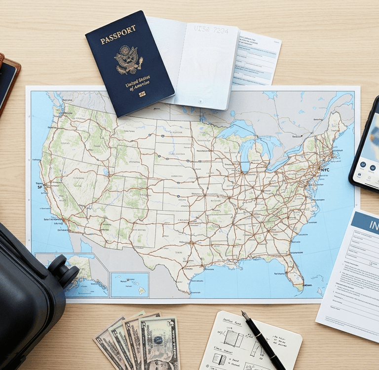 Checklist de documentos e seguro viagem para viajar aos Estados Unidos.