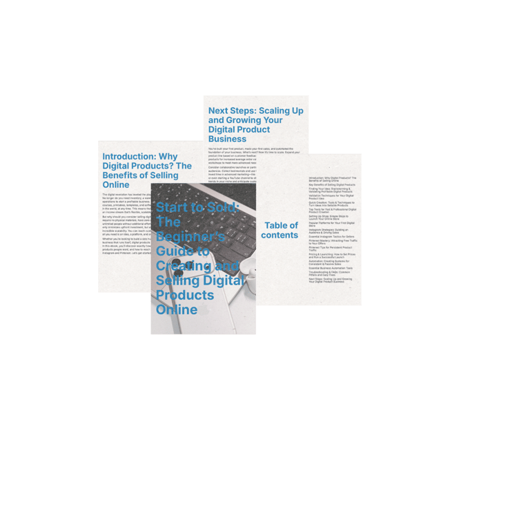 Snapshot of pages from the Beginner's Guide to Selling Digital Products.