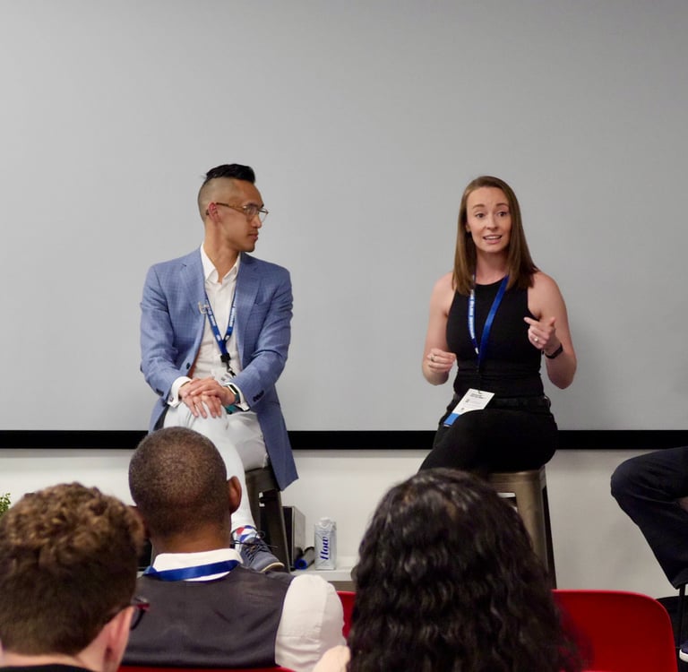 Tanessa speaking at Vancouver Startup Week, 2023  Health, Hustle and Sustainable Performance panel