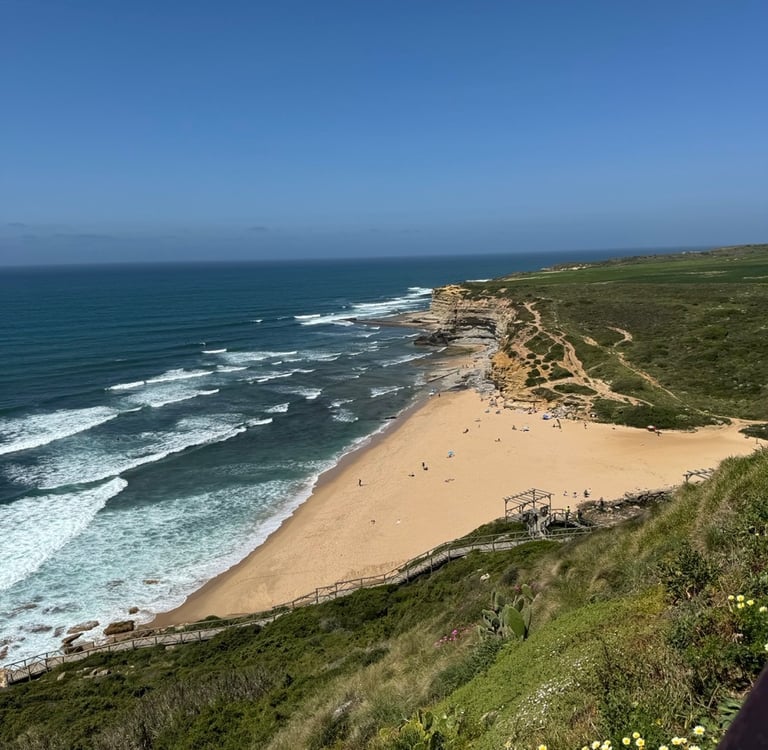 Aerial view of the coastline just north of Lisbon, Portugal
