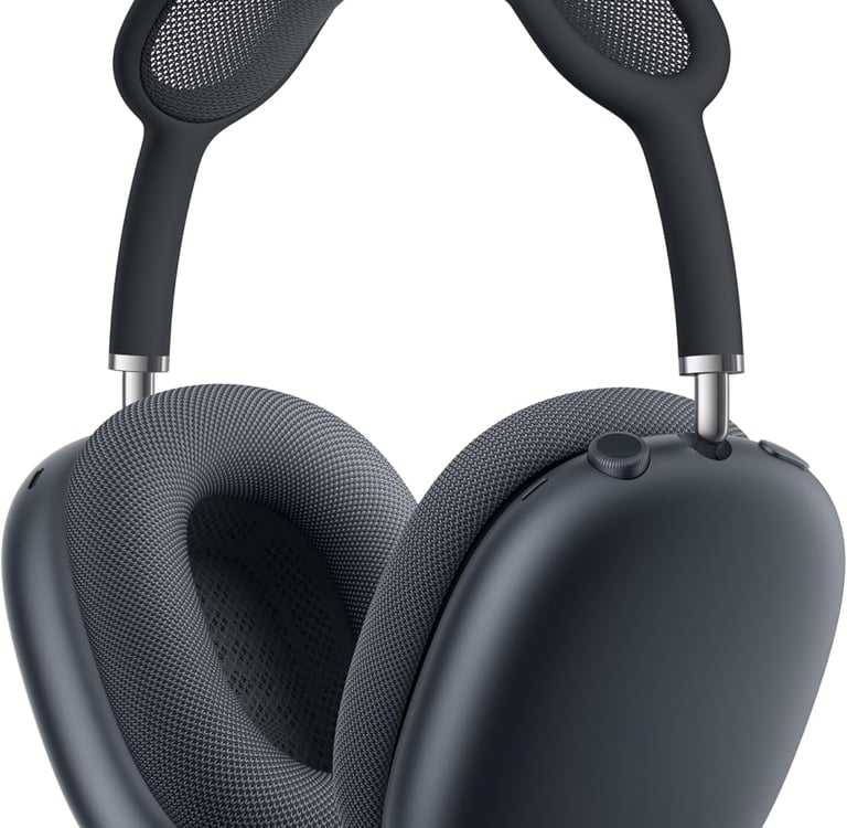 Space Gray over-ear wireless noise cancelling headphones with mesh headband and memory foam ear cushions.