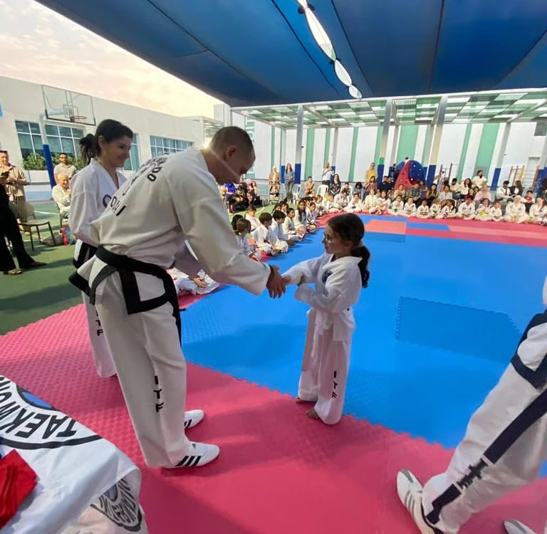 Exam day with new belt presentation at Hwa Rang ITF Taekwondo in Dubai