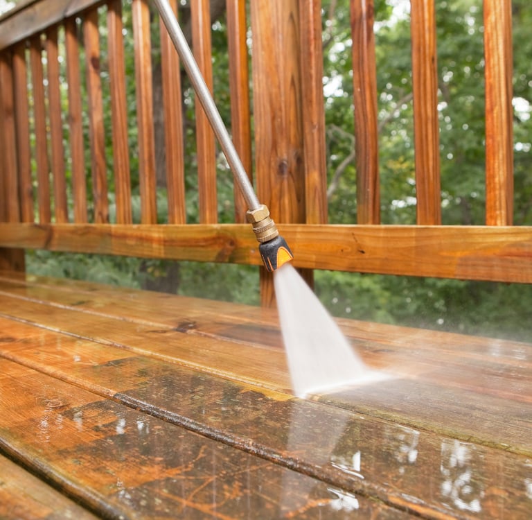 pressure washing gunk off residential deck