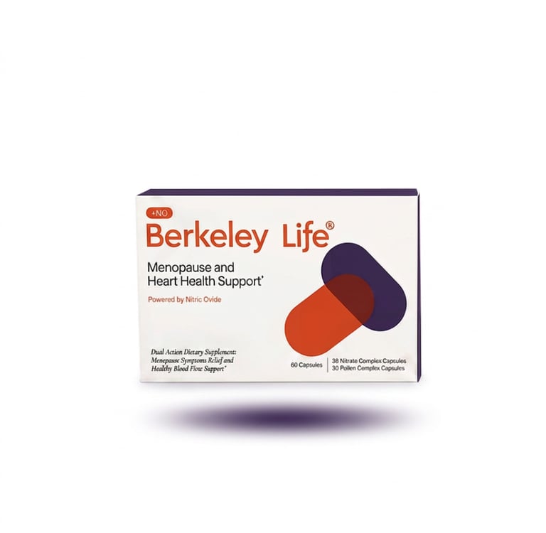 Supplement box of Berkeley Life Menopause and Heart Health Support 60 Capsules