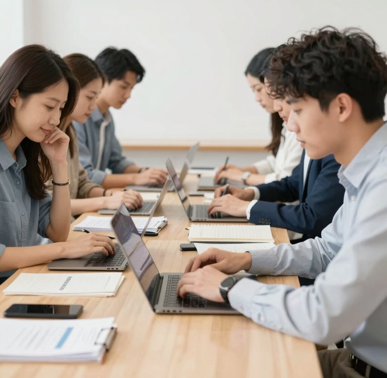 a few people working at a table