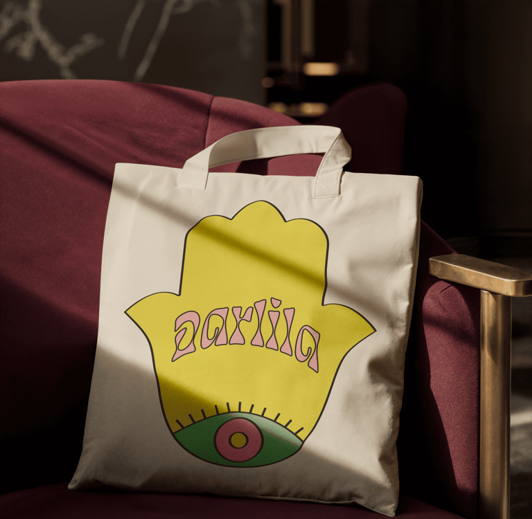 Grand logo Darlila sur un sac en toile