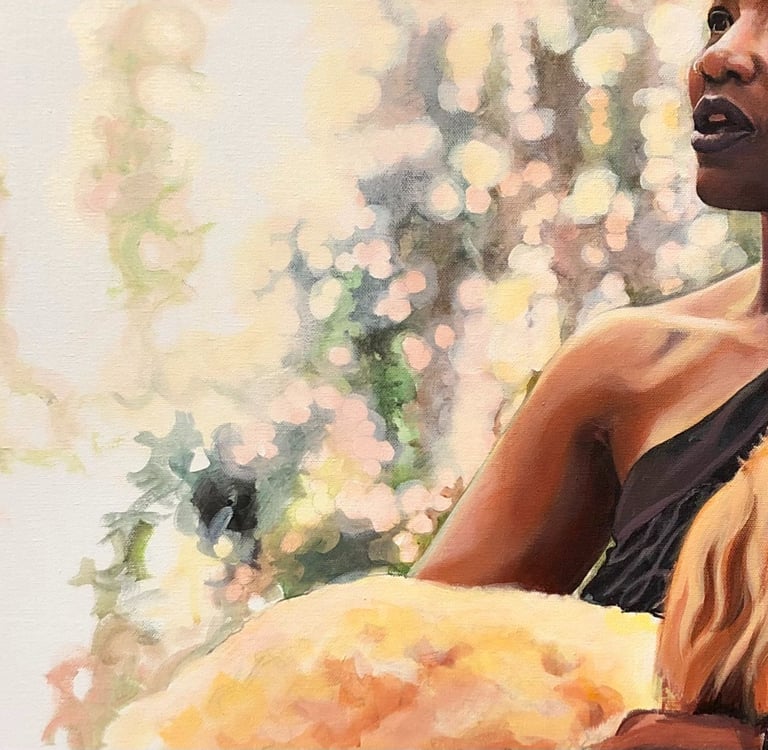 Nichole & Bella, 16"x 30" Acrylic on canvas, 2023