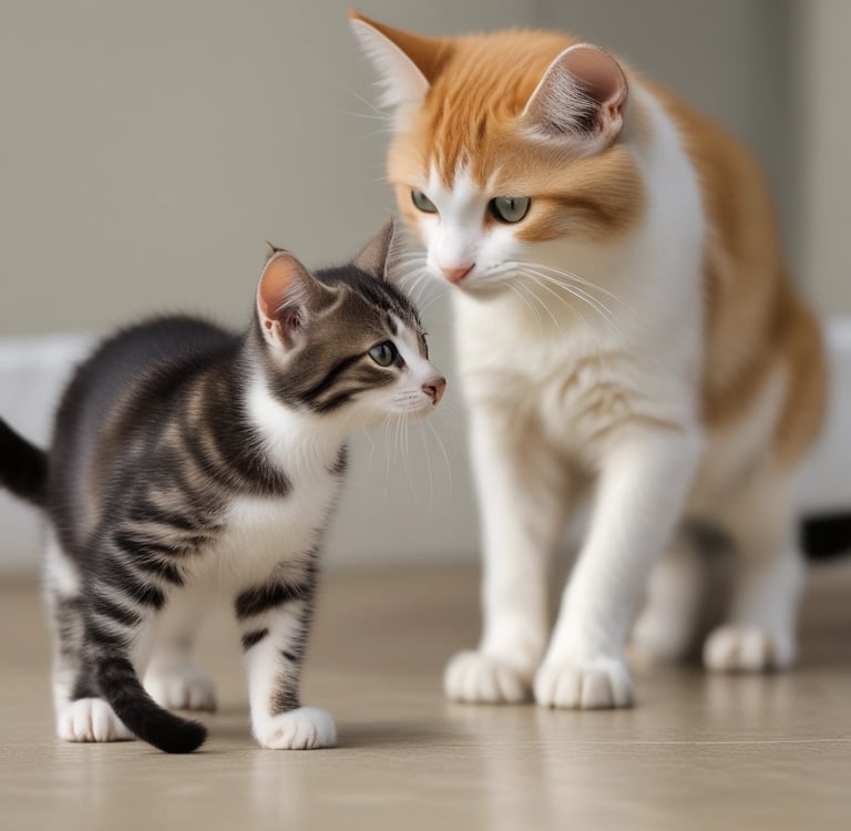 a black and white cat sitting on top of a blue chair