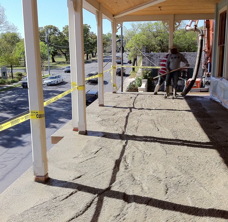 Pouring 1.5" of concrete in Boerne, TX.