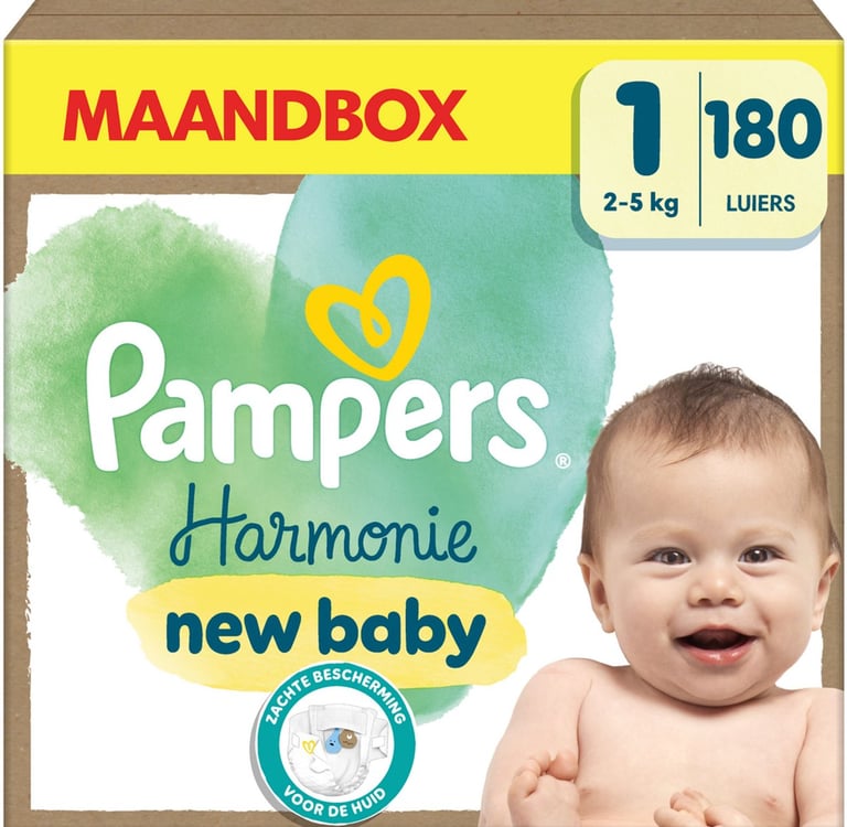 Pampers Harmonie luiers verpakking met plantaardige materialen