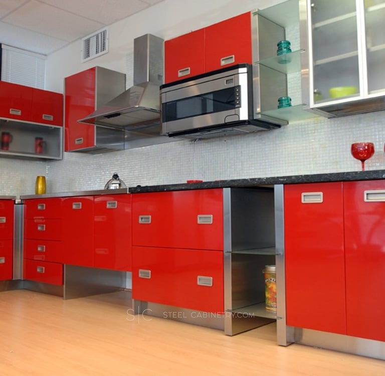 Staintess interior and Red powder coating doors