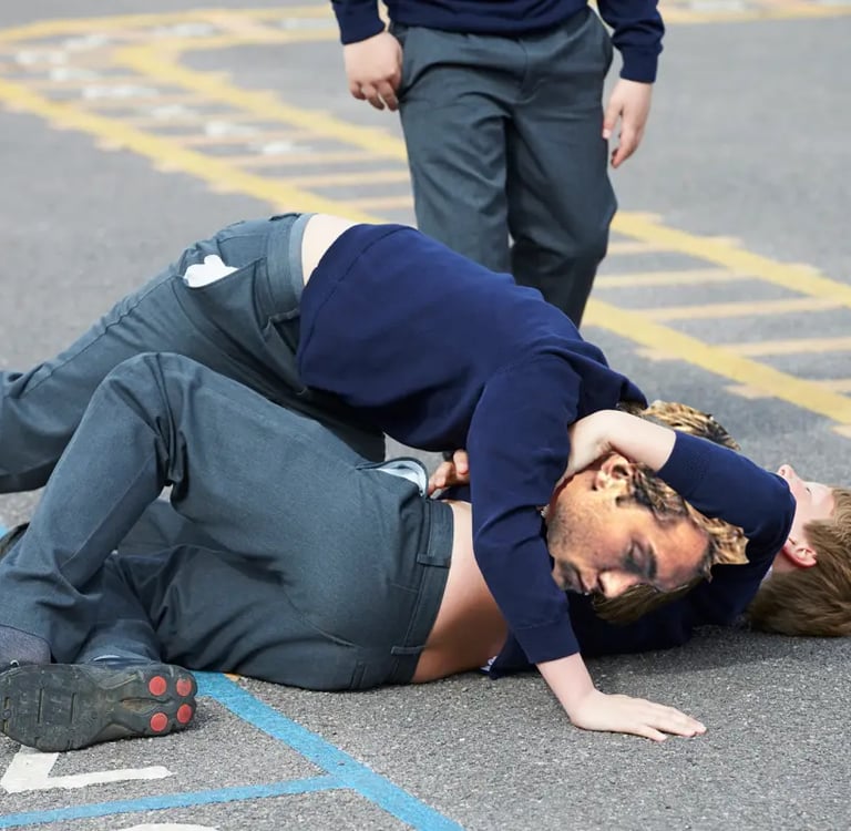 An artist's depiction of Jude Law avoiding getting his boatrace punched in a school fight