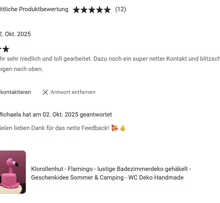 Kundenfeedback kauf eines Klorollenhutes. Kundin über den Kauf eines Klohutes.