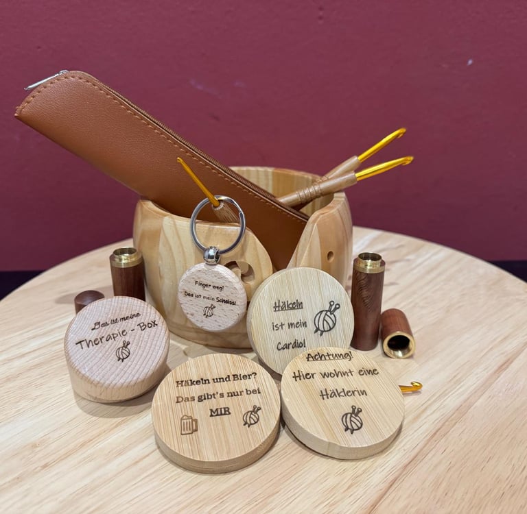 Graviertes Häkelzubehör für Handmade Liebhaber, Personalisiert oder zum verschenken