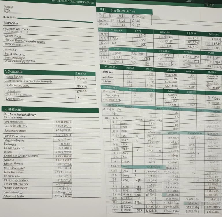 A vibrant flat lay of a laptop with open resume templates and business charts on screen.