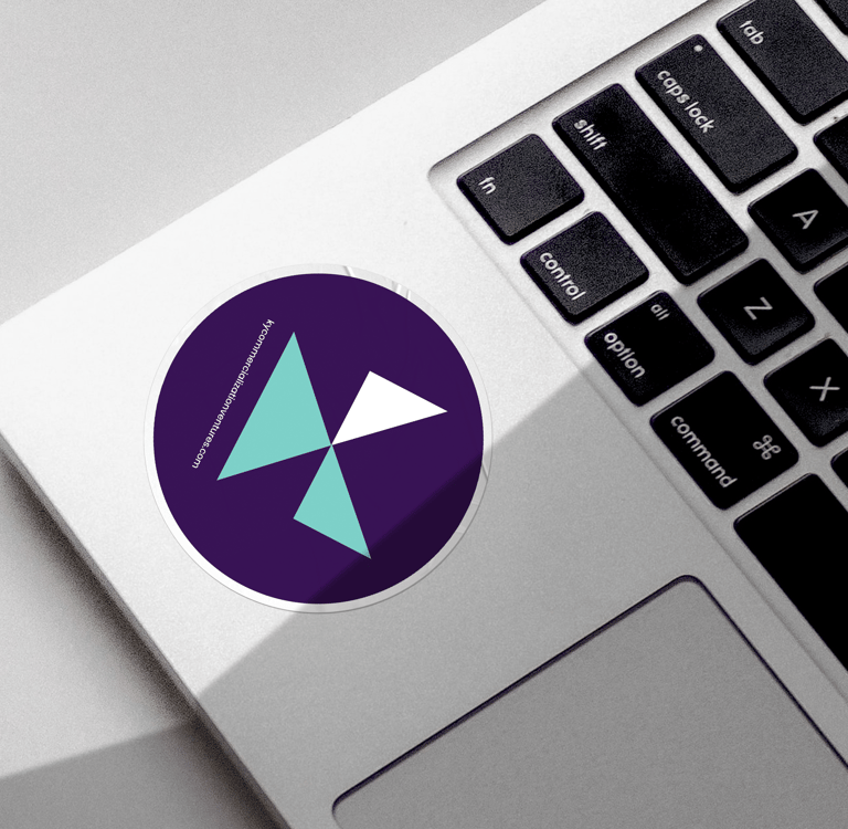 image of a keyboard with a sticker showcasing the KCV logo