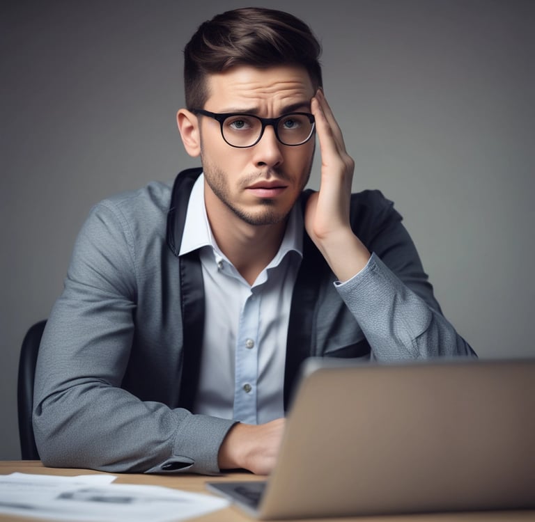 Professional with hand on face