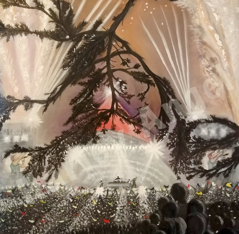 Glastonbury Festival - a sky full of stars- original oil painting and print - Coldplay 