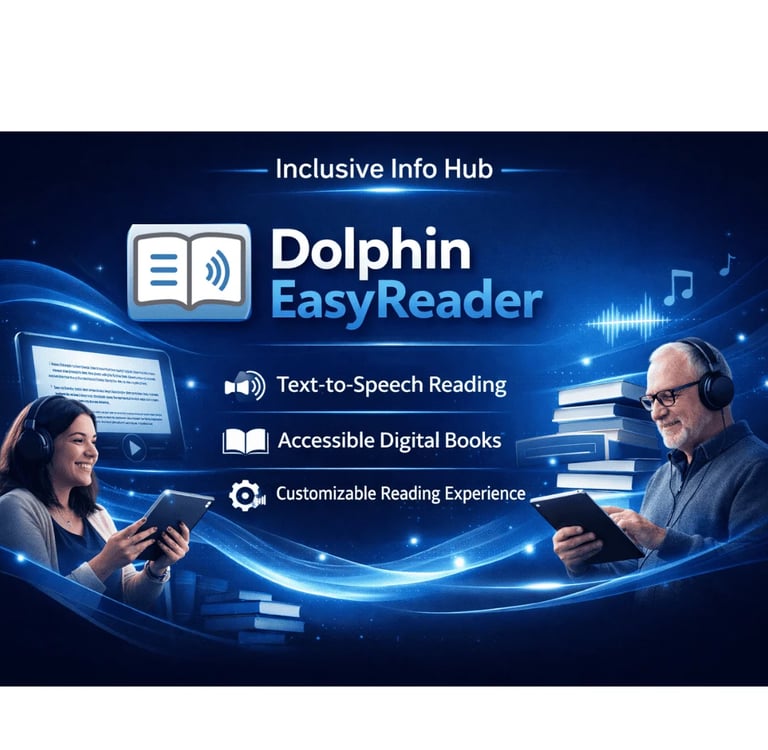 Dolphin Easyreader key features: Text to speech reading, accessible digital books e.t.c