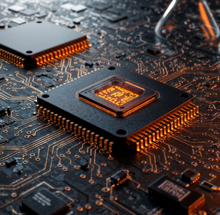 Chip Ai em uma placa de circuito freepik