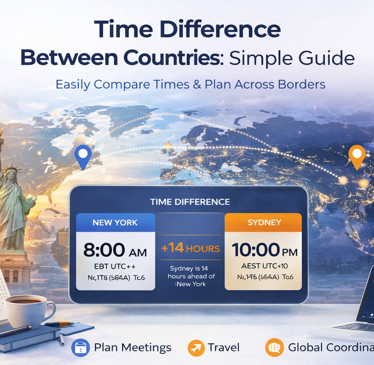 Time Difference Between Countries Simple Guide (2026)_timenowonline.com