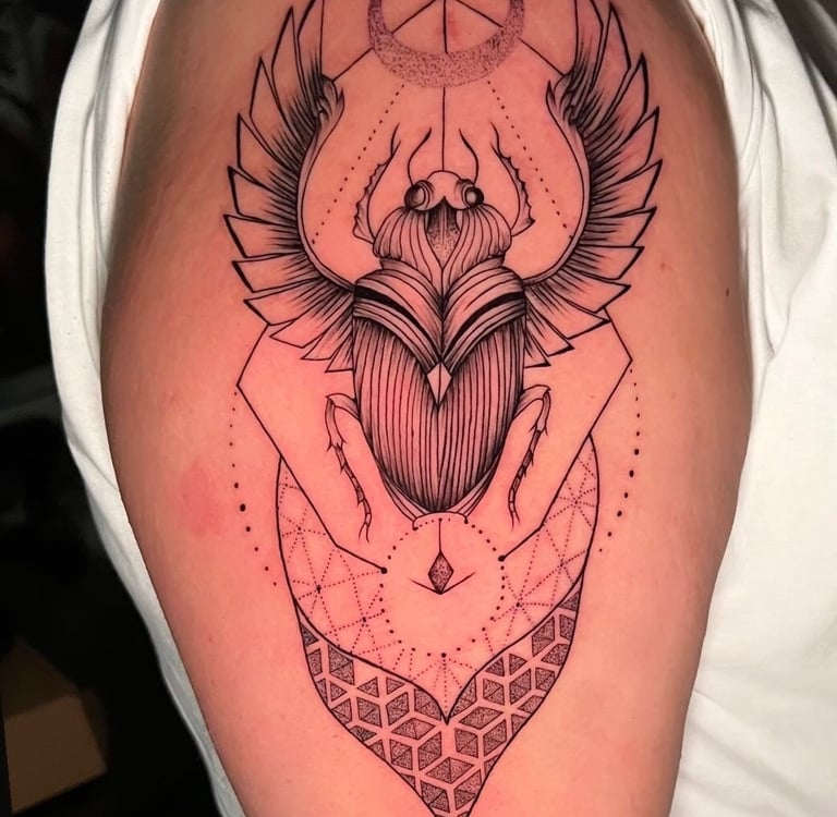 Hurghada Tattoo – geometric tattoo on calf