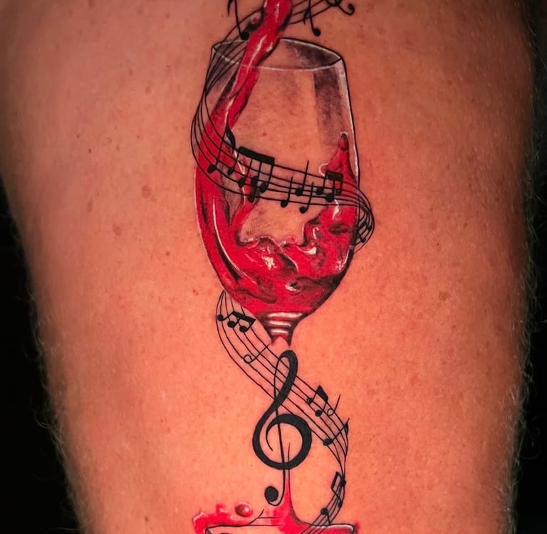 Color traditional tattoo on calf — Hurghada Tattoo Studio