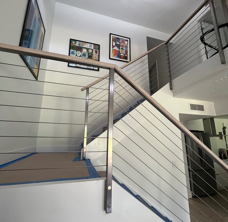 Upgraded staircase with modern touches