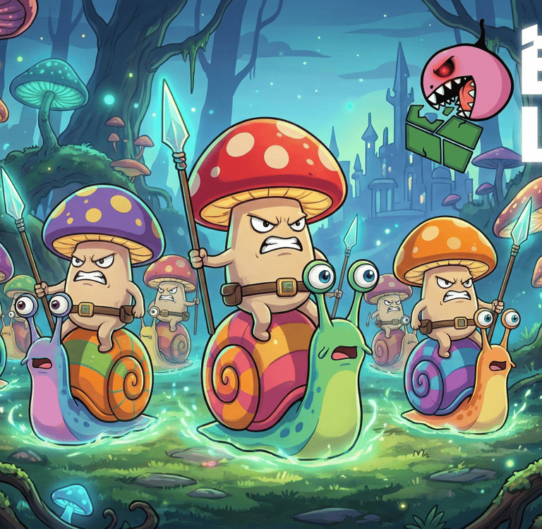 Shrooman warriors riding snails into battle