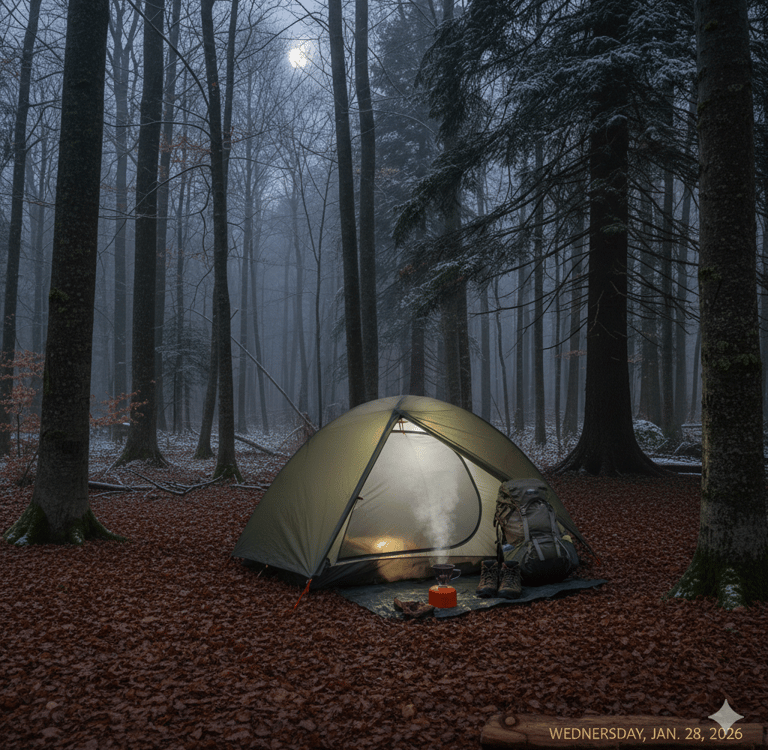 Small tent in the woods.