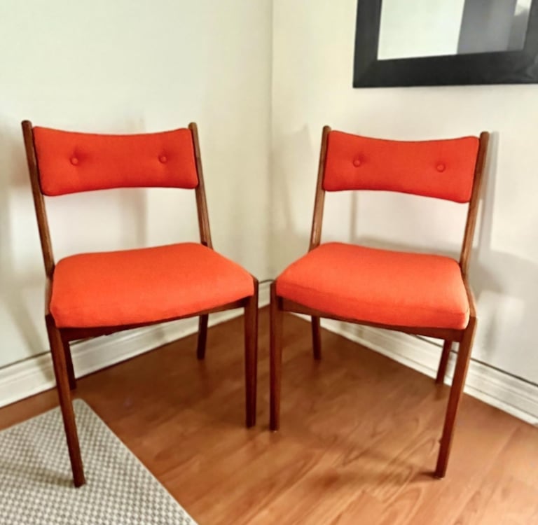 vintage Danish chairs after reupholstery with Knoll fabric