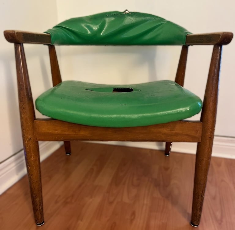 vintage MCM chair before reupholstery