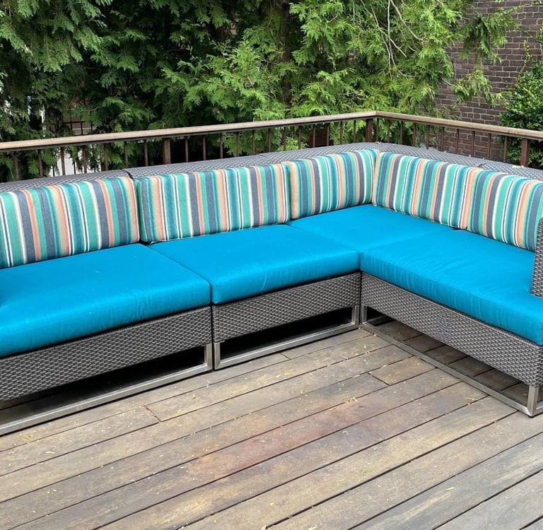 custom outdoor seat cushions made by Luxeworths in Toronto