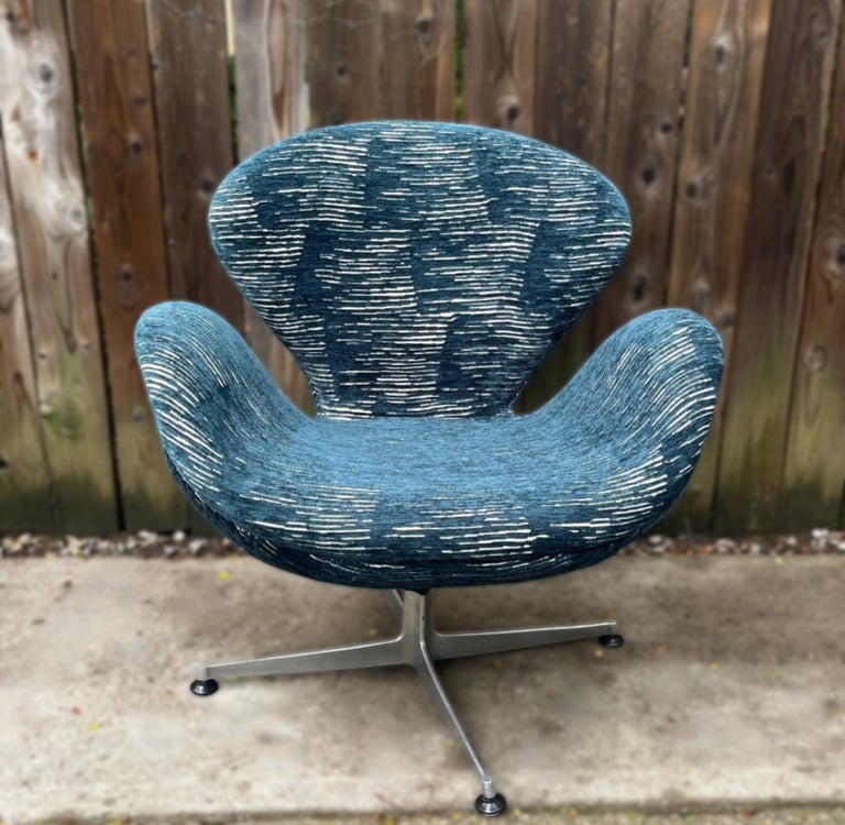 reupholstered swan chair after - toronto