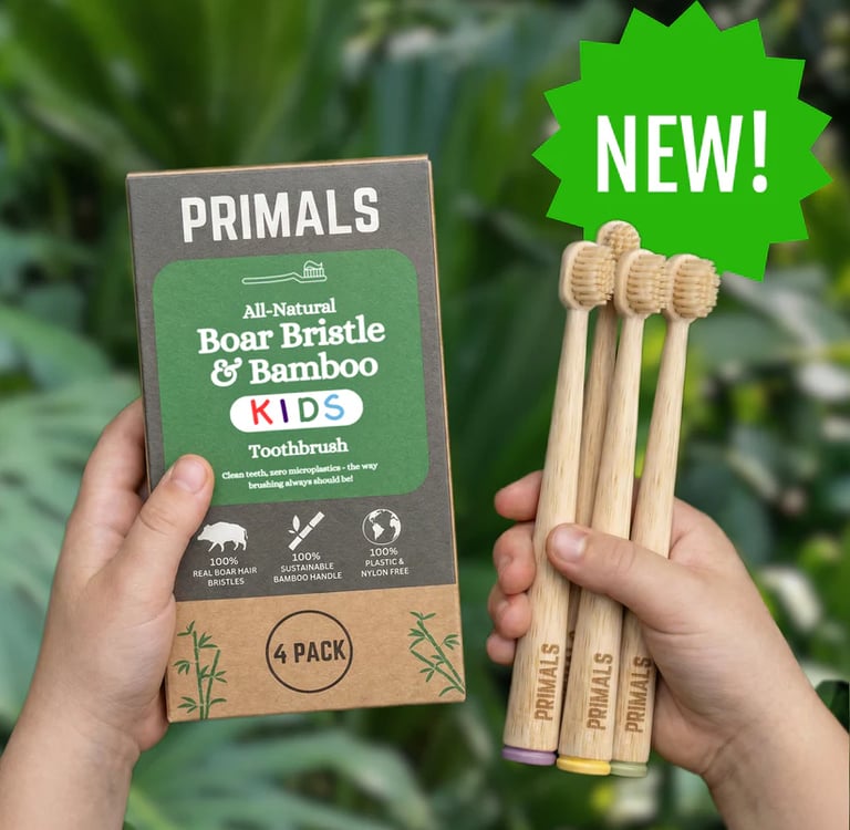 Primals kids boar bristle and bamboo toothbrush: The Best Kids Organic Toothbrush