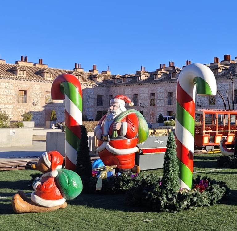 decoración navideña Papa Noel y Bastones Gigantes