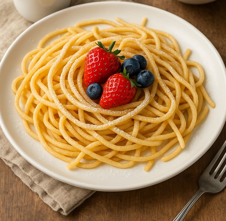 Pancake spaghetti on plate