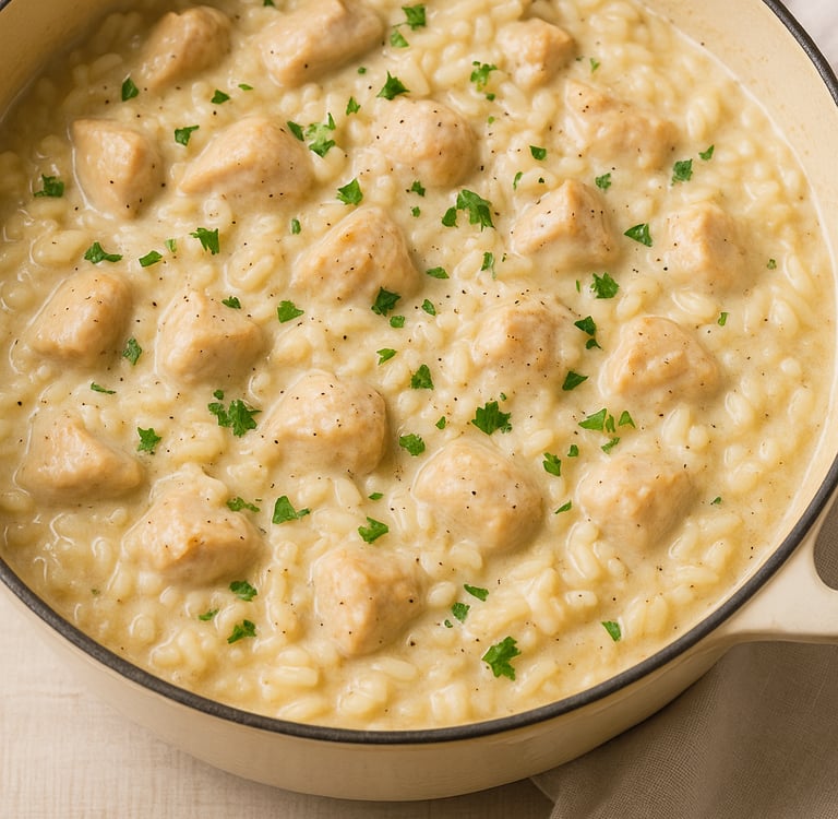 Creamy chicken and rice one pot